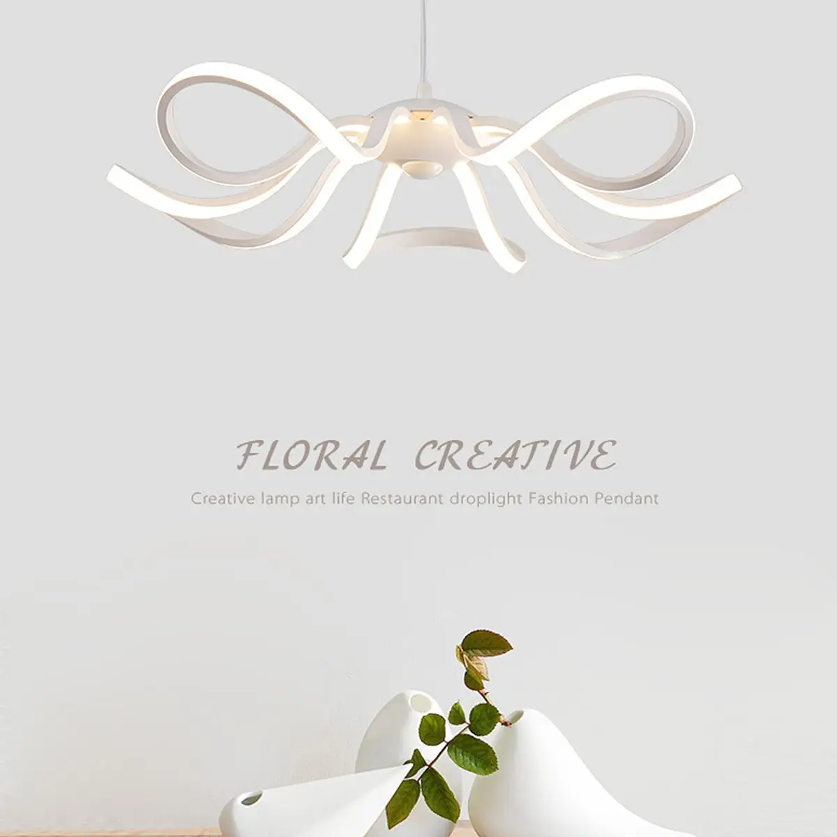 

Mising 220V Dimmable LED Acrylic Ceiling Lights Lamp Flower Curve Linear Chandelier Pendant Light with Remote control 55cm