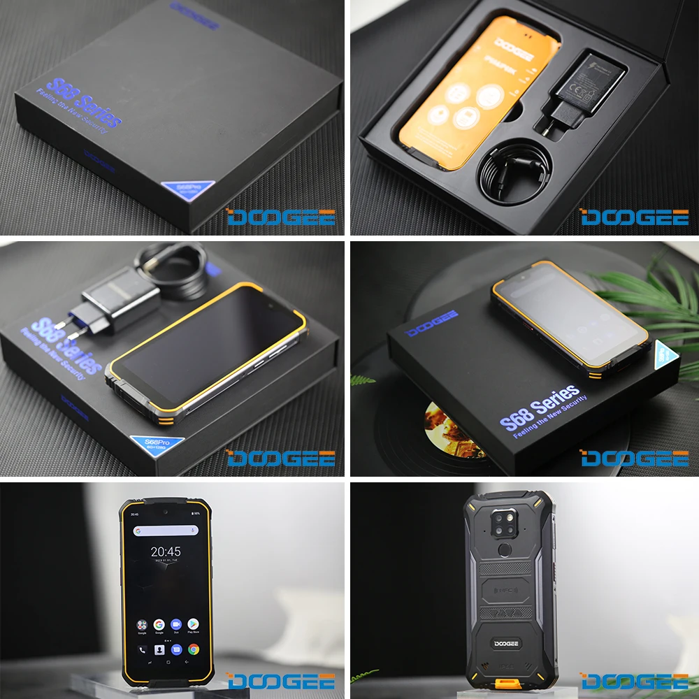 DOOGEE S68 Pro, прочный телефон Helio P70, четыре ядра, 6 ГБ, 128 ГБ, Беспроводная зарядка, IP68, водонепроницаемый, NFC, 6300 мА/ч, 12В, 2 А, зарядка, 5,9 дюймов, FHD