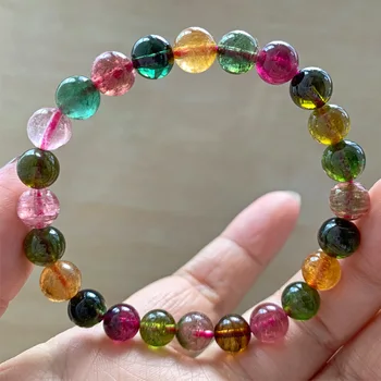 

Brazil Old Mineral Tourmaline Bracelet Women's Singles Circle Tourmaline Hand String Natural Crystal Bracelet Ornament Wang Fu