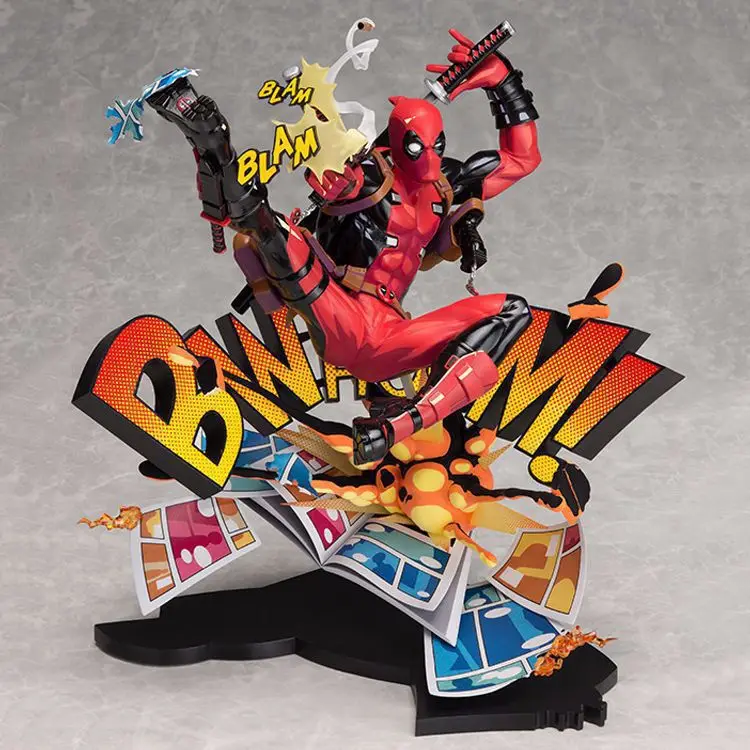 

Anime Deadpool Scene Deadpool Breaking Dimensional Wall Cartoon Small Base Boxed Garage Kit