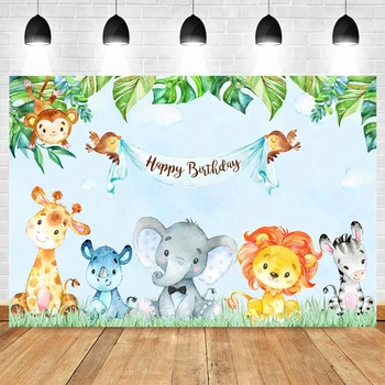 

Safari Party Wild Animal Forest Jungle Newborn Baby Shower Boy Birthday Backdrop Custom Vinyl Photography Background Photophone