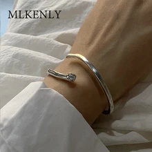 MLKENLY браслет из стерлингового серебра 925 пробы, дизайнерский браслет с тяжелой цепью и застежкой, браслет для монет, ювелирные изделия для женщин