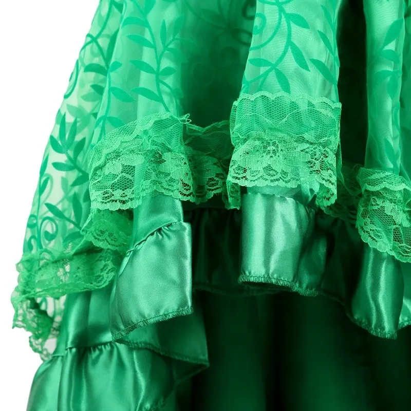 Victorian Asymmetrical Ruffled Satin& Lace Trim Gothic Skirts Ball Gown Vintage Steampunk Plus Size Skirt Cosplay Costumes