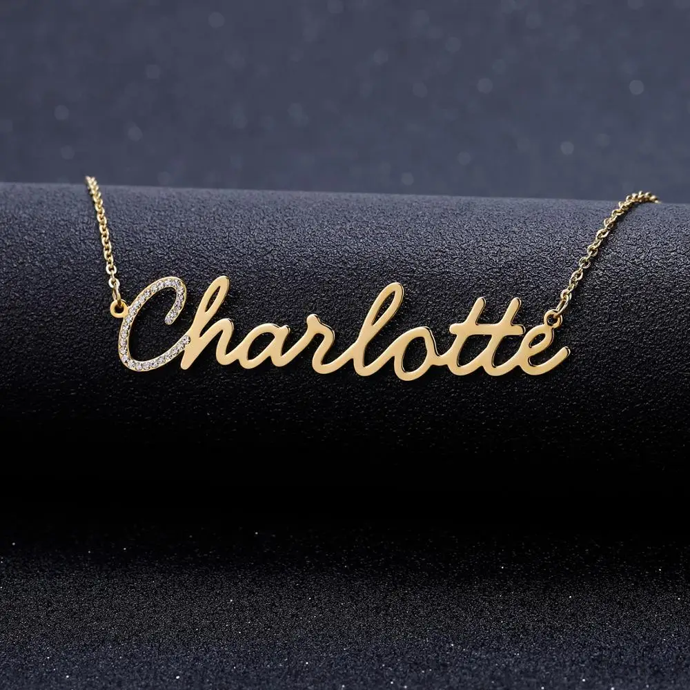 

Custom Personality Iced Out Necklace First letter In Crystal Name Necklace For women Hip Hop Pendant Necklaces Jewelry Gift