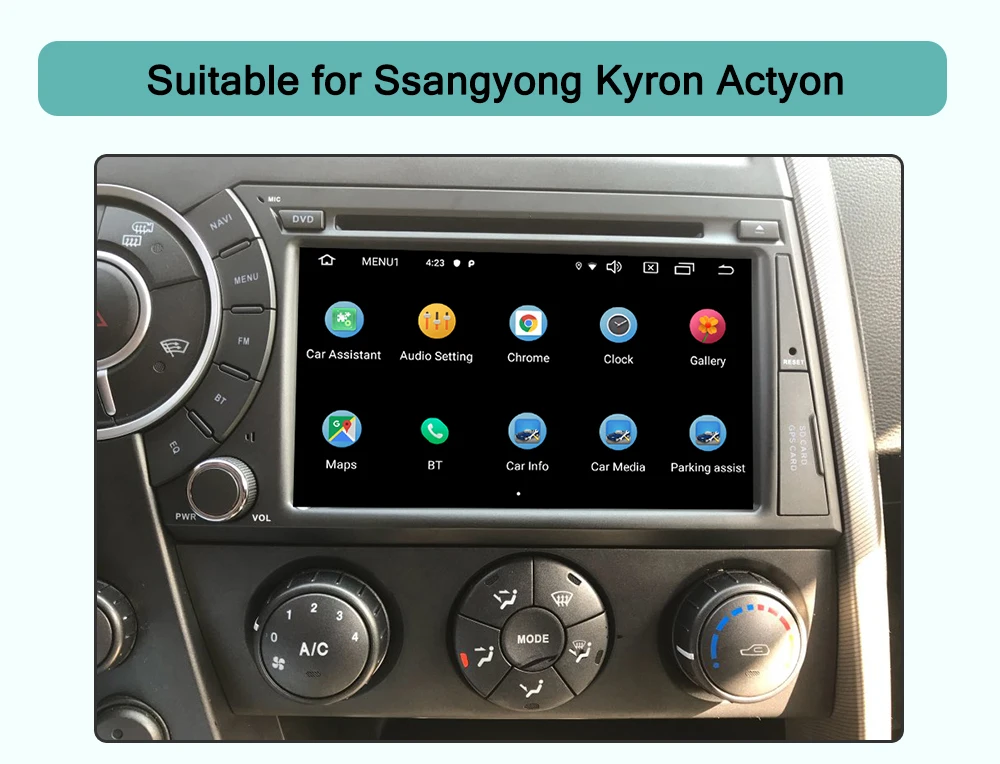 Best AUTOTOP Android 9.0 Car DVD Player for Ssangyong Kyron Actyon 2005-2015 Radio RDS GPS Navigation Bluetooth 4G Wifi with DVD 1