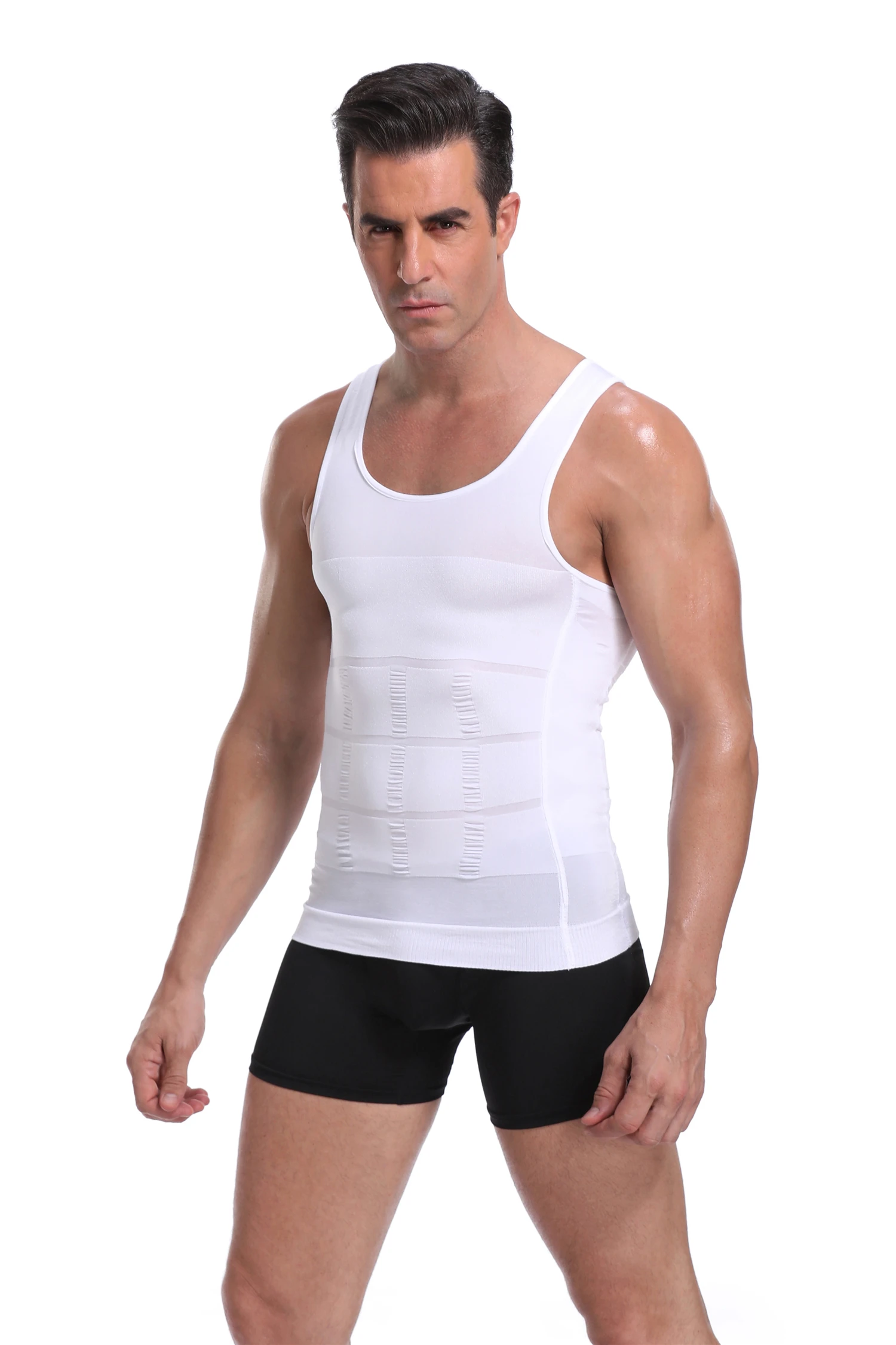 Compression Shirts for Men Shapewear Slimming Body Shaper Waist Trainer Vest Workout Tank Tops Abdomen Undershirts Fat Brun Gym