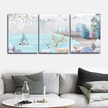 

Elks Abstract Wall Pictures Poster Print Canvas Painting Calligraphy Decorative for Living Room Bedroom Home Decor Frameless
