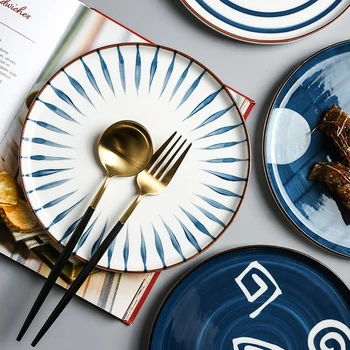 

Japanese style hand-painted simple ceramic breakfast plate net red tableware creative home dinner plate steak plate LB50814