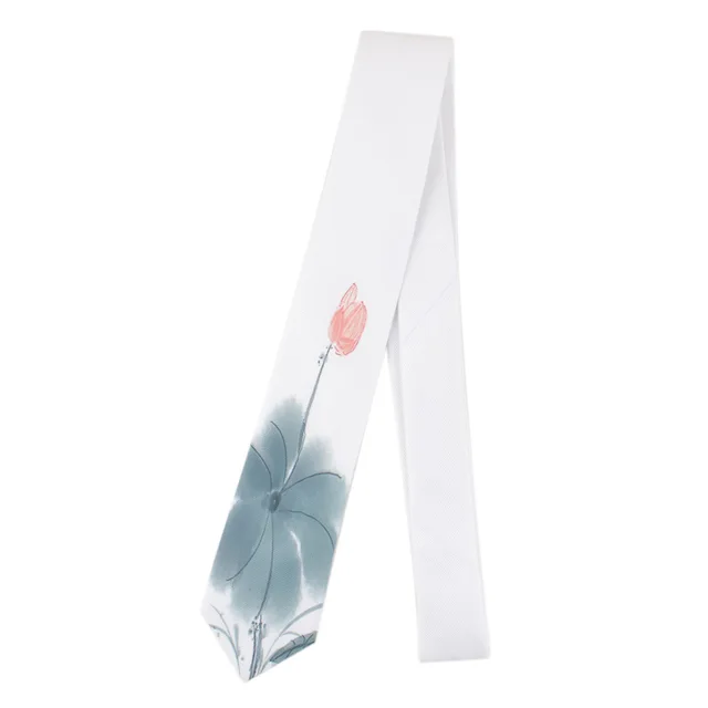 Men's Printed Tie Casual Banquet Suit Shirt Accessories Yarn-dyed Polyester Silk White Fine Novelty Landscape Painting Necktie 211100