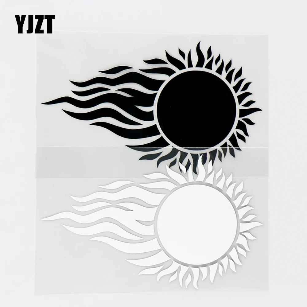 

YJZT 14.9×9CM Flames Burn The Sun Interesting Vinyl Car Sticker Decals Black / Silver 10A-0401