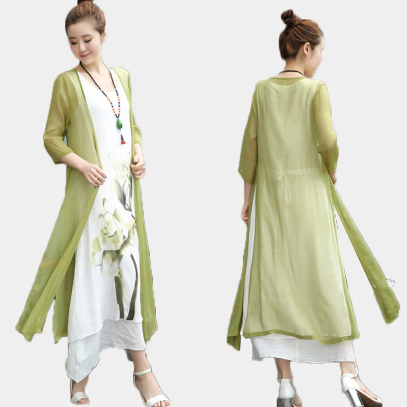 Boho, женское летнее платье, офисное, винтажное, Украинское, кимоно, с чернильным принтом, с коротким рукавом, Пляжное, хлопковое, льняное, двухсекционное платье