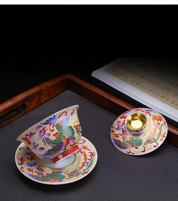180 мл керамический фарфор Jingdezhen Gaiwan ручной работы эмаль цвет дракон феникс чайная чаша мастер чайная чашка коллекция украшений для дома