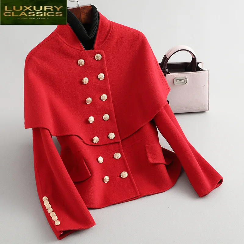 

Wool Elegant Ladies 100% Coat Female Spring Autumn Manteau Femme Hiver 2021 Korean Vintage Office Blend Woolen Jacket 011