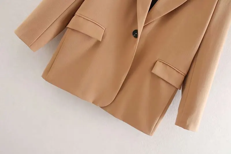OMIKRON модные офисные женские коричневые однобортные Женские Костюмы Блейзер Куртка с капюшоном Дамский Плюс Размер Карманы пиджак в деловом стиле