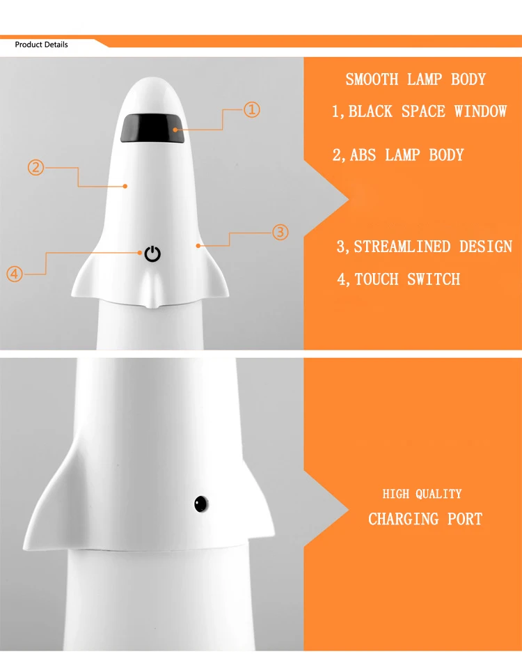 FSTENPUS Творческий Apollo Rocket ночник перезаряжаемый рождественские комнатные украшения свет детский подарок детский свет