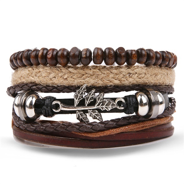 Vintage Flower Bracelets & Bangle Boho Multiple Layers Leather Bracelet 2019 For Women Man Wrap Female Punk Jewelry Gifts