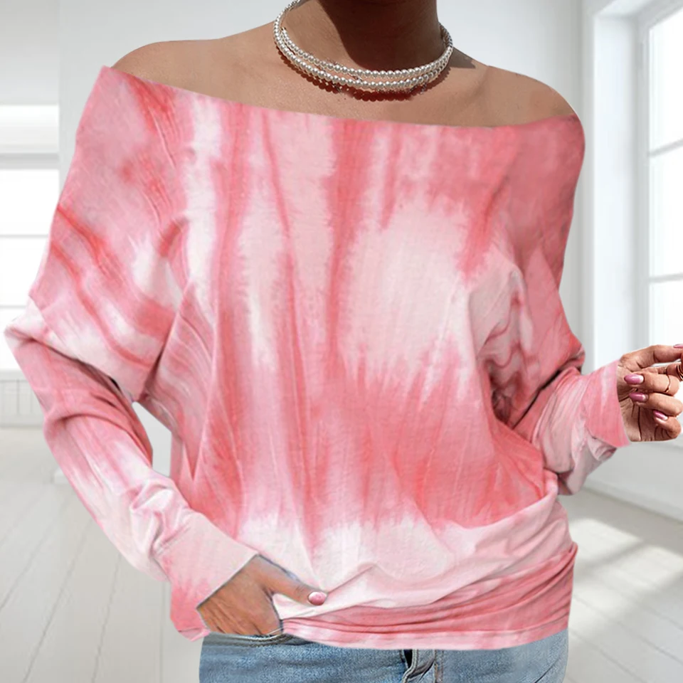 pink off the shoulder sweatshirt