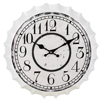 

New 35cm Beer Soda Bottle Cap Wall Clock with Vintage Kensington Station Rustic Prints European retro nostalgic style wall Clock