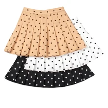 Новинка, летняя женская юбка, Ретро стиль, в горошек, плиссированные юбки, свободные, высокая талия, на молнии, юбки, для колледжа, плиссированная юбка для женщин