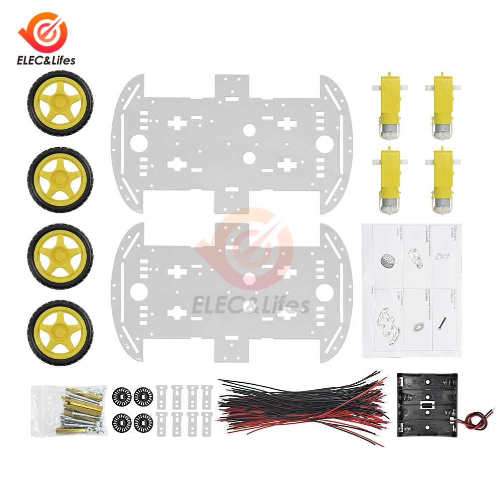 Мини 4WD 4 колеса автомобиля для Arduino умный робот шасси автомобиля DIY комплект скорость двигателя кодер обучающий инструмент 4XFE