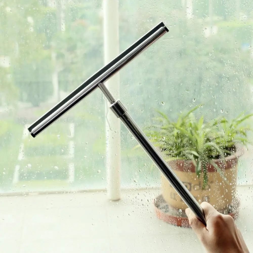 GHB Shower Window Squeegee Stainless Steel Wiper with Wall Mount for Bathroom Mirror Window Glass Cleaning 