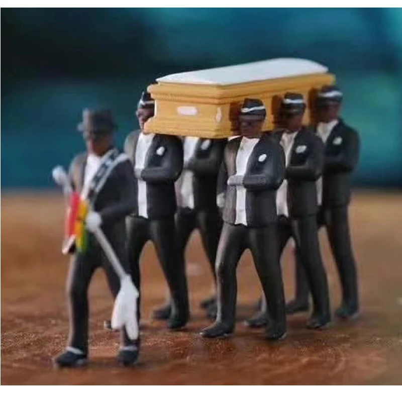 

Cosplay Ghana Dancing Pallbearers Toy Garage Kit Cosplay Props Coffin Dance Decoration Professional Team Funny Made Model Toys