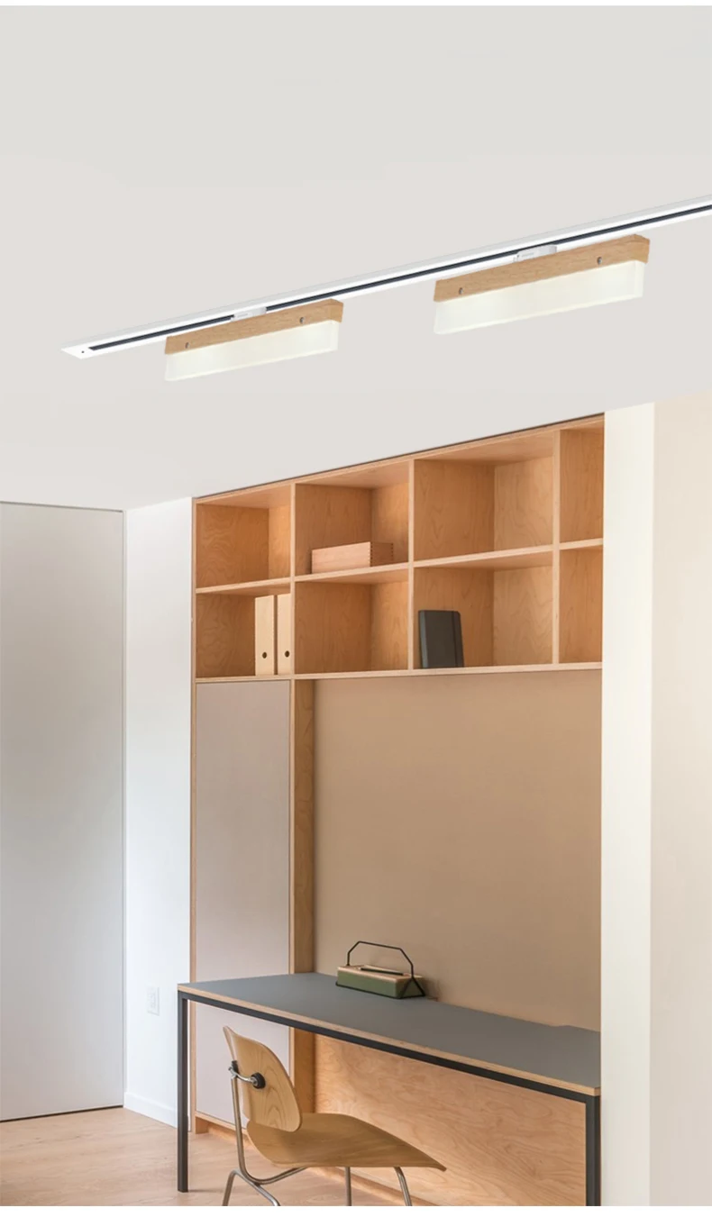 Lamparas de techo Nordic Wood LED Ceiling Lamp for Bedroom Modern Kitchen Rotating Track Hanging Lighting Fixture