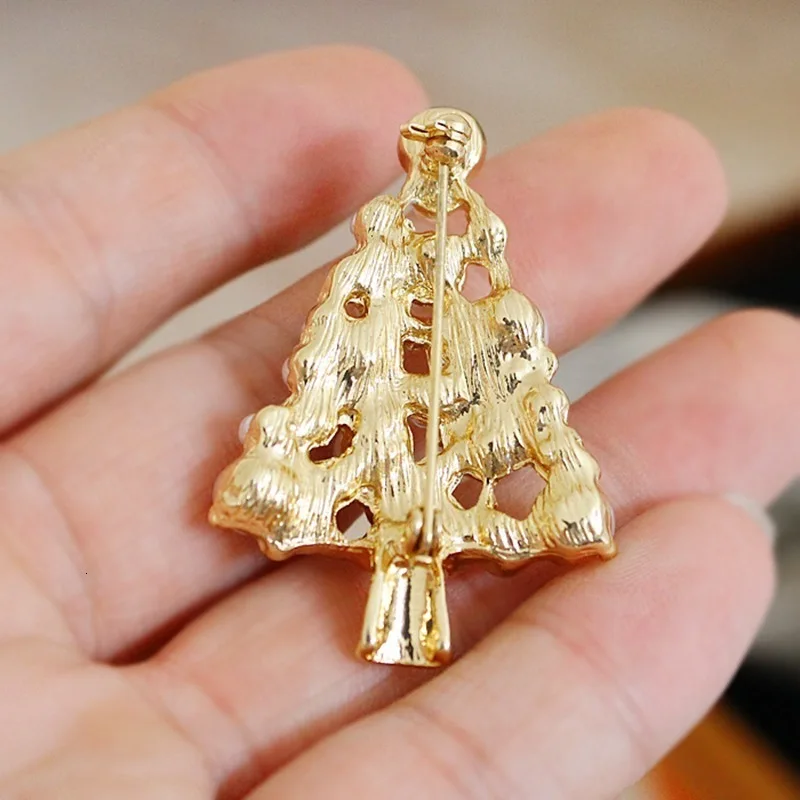 Имитация жемчуга Рождественская брошь с деревом булавка женские модные броши из горного хрусталя Рождественский подарок на год
