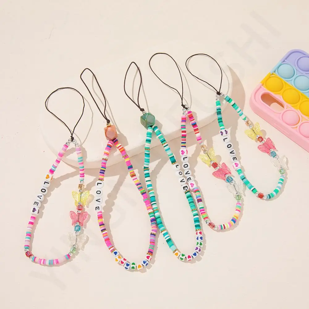 Pendant Phone Ornaments Women Telephone Jewelry Mobile Straps Chain Cell Lanyard Clay Beaded | Мобильные телефоны и