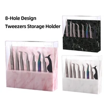 

8 Holes Eyelash Tweezers Storage Holder Acrylic Convenient Durable Makeup Tweezer Organizer Rack for Eyelash Extension Makeup