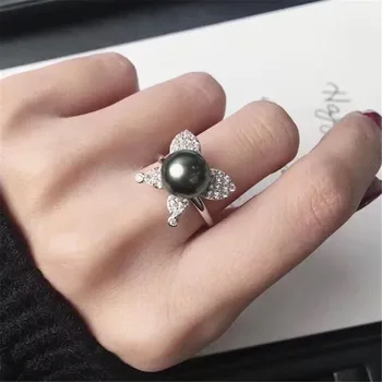

Beautiful Band Jewelry Promise Ring Hollow Leaves & Pearl Rings Accessories 925 Silver Fashion Jewelry CZ Crystal Accessories