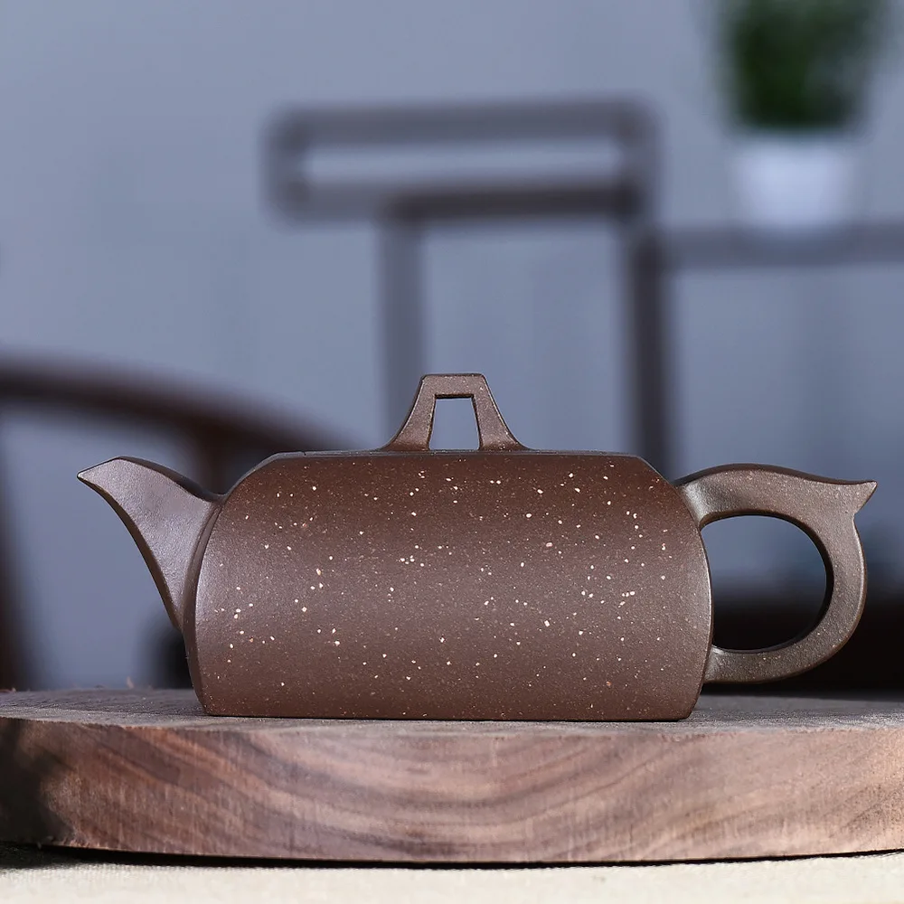 

2470 Yixing Authentic Old Purple Clay Square Pot Entirely Handmade Square Pot Yixing Clay Teapot yu ding Square Have Holding Pot