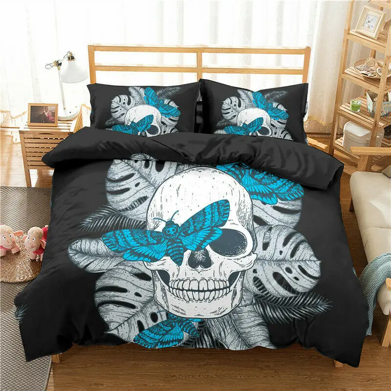 Gothic Skull Bedding Set 2/3Pcs Duvet Cover & Pillowcase(s) 3D Printed Quilt Cover Home Textile Gift 