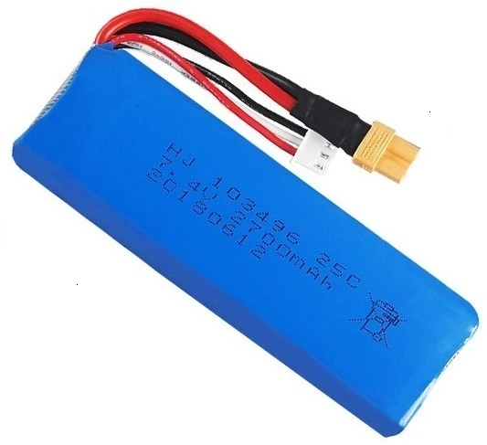 Обновленная батарея 7,4 V 2700mAh Lipo+ зарядное устройство для MJX Bugs 3 B3 RC Quadcopter запасная часть 7,4 v перезаряжаемая батарея обновление 1800mah - Цвет: Black
