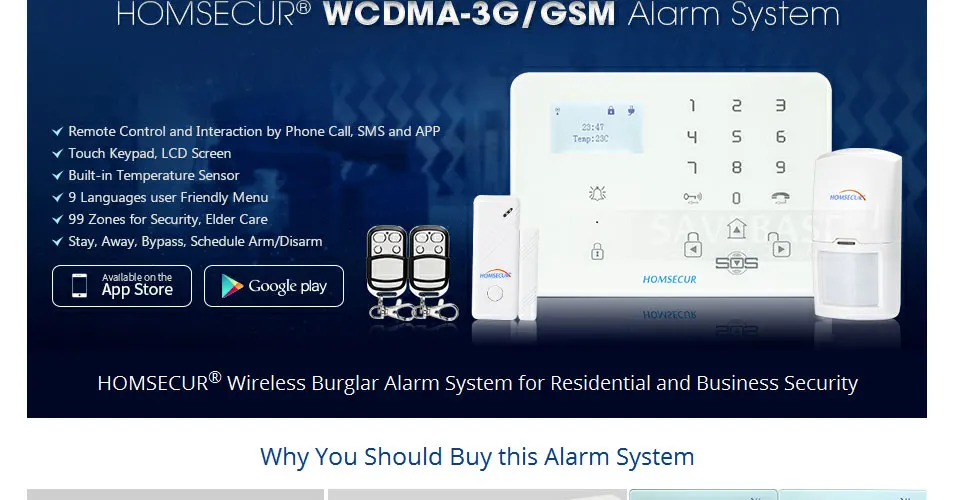 Homsecur беспроводный WCDMA-3G/GSM охранная сигнализация с несколькими языками меню