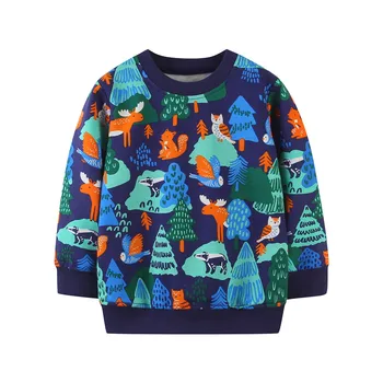 

Jumping Meters New New Forest Animals Print Children Sweatshirts 2020 Cotton Autumn Kids Sport Shirts for Boys Girls Costume