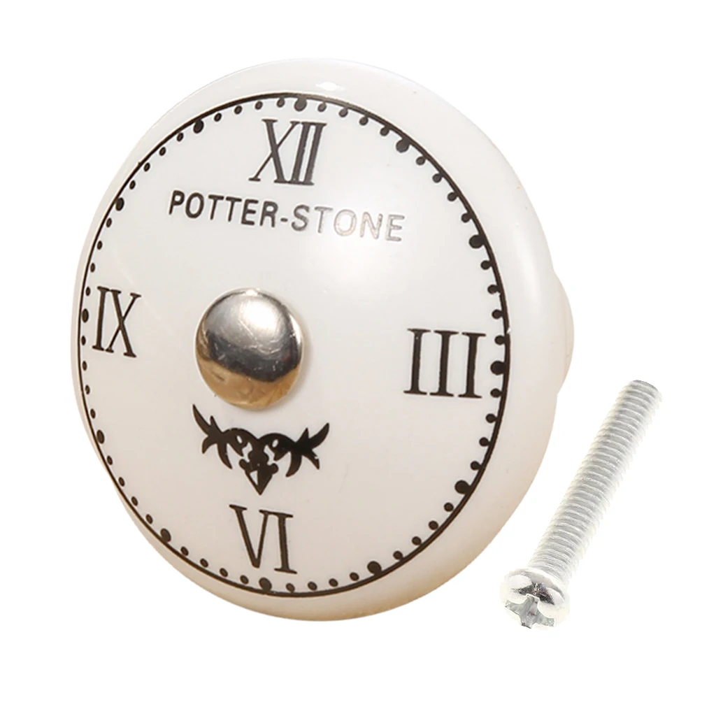 Roman Clock Designed Ceramic Knobs For Cupboard Cabinet Drawer Pulls Hardware Cupboard Wardrobe Closet