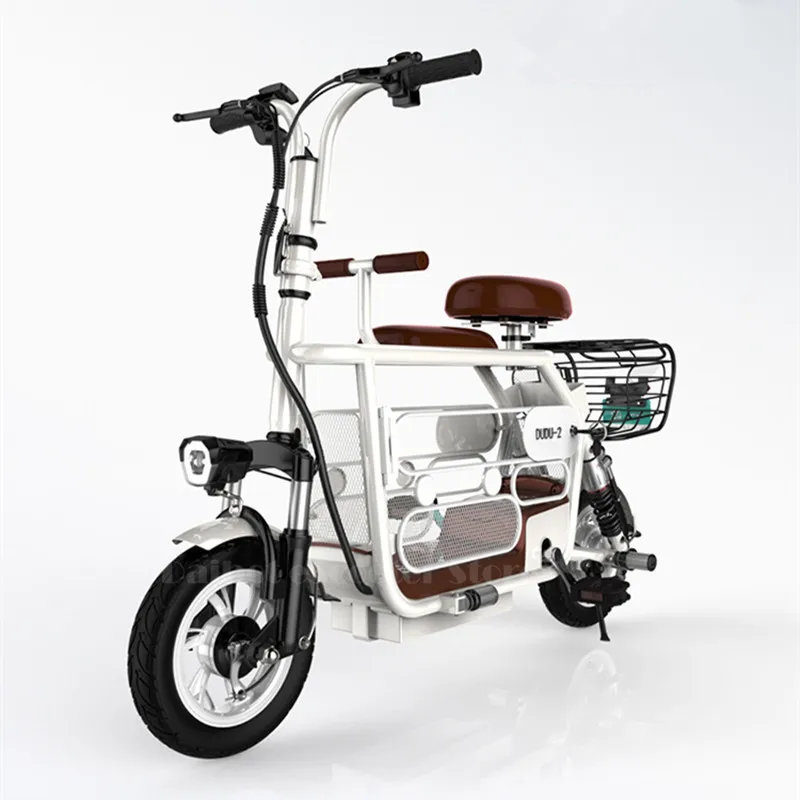 Daibot Folding Electric Bike 400W 48V Electric Bicycle Max Range 85KM Seat WhiteBlue 2wheeled Electric Scooter For Adults Kids