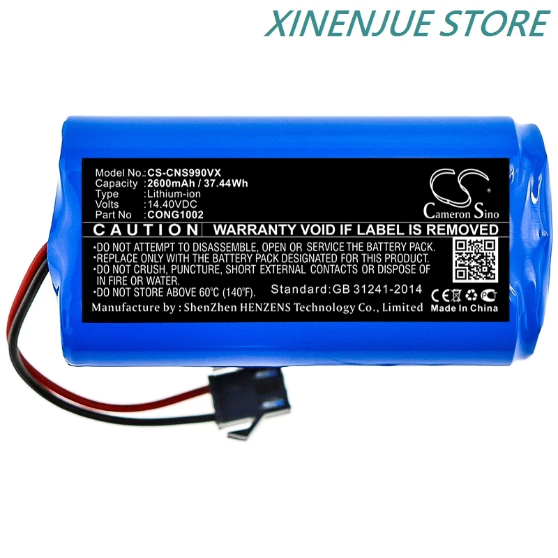 vhbw Batería recargable compatible con Cecotec Conga 890 Slim, Slim, Slim 890, Slim 890 Wet aspiradora, robot limpieza (2600 mAh, 10,8 V, Li-Ion