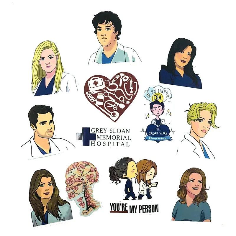 50 Pcs/Pack Grey's Anatomy Stickers For Kids Toy Motorcycle Skateboards Bicycles Laptop Luggage Laptop Car Decor Anime Stickers