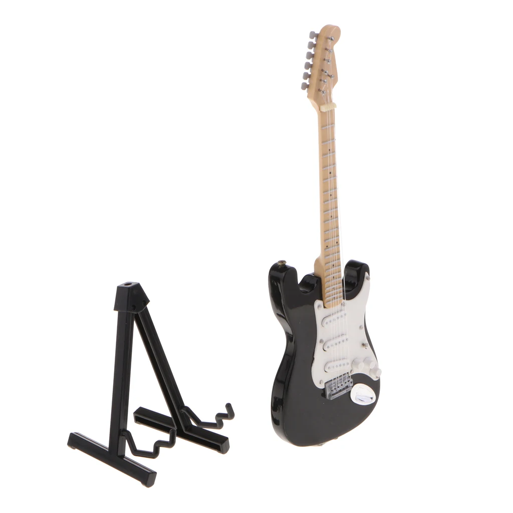 17cm Simulation Mini Electric Guitar with Holder Model Black Music Room Items 