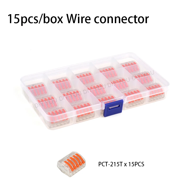 15-29pcs with box PCT-215 Connector DIY YOU Universal compact wire 5 Pin Connector Conductor Terminal Block Lever 0.08-2.5mm2