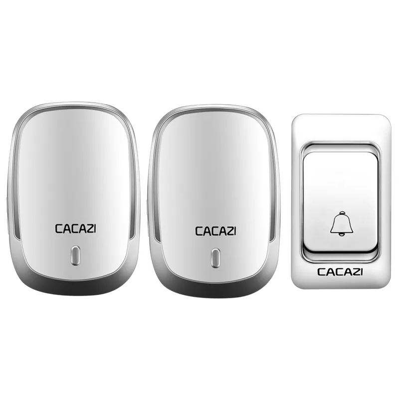 1 button 2 receiver Беспроводной дверной звонок CACAZI с водонепроницаемой батареей 1, 2 кнопки 1, 2, 3 приемника, 300 м, пульт дистанционного управления, вилка стандарта США, ЕС, Великобритании, Австралии, домашний звонок, дверной звонок - Цвет: 1 button 2 receiver