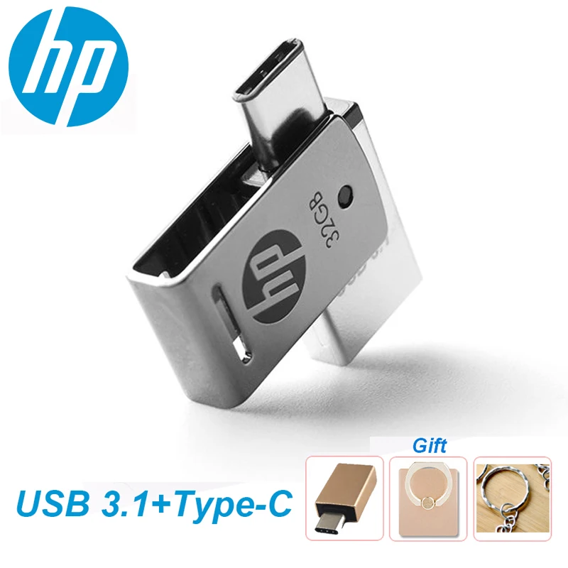Hp OTG type-C USB3.1 металлический USB флеш-накопитель 256 ГБ 128 Гб 64 ГБ высокоскоростной X5000M флеш-накопитель для смартфонов/планшетов/ПК 32 Гб 16 Гб