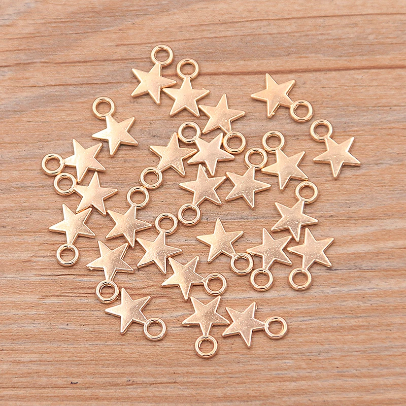 Star Charms 100PCS 8*11mm 3 Color Metal Zinc Alloy MINI Five-pointed Jewelry Pendant DIY Handmade Craft