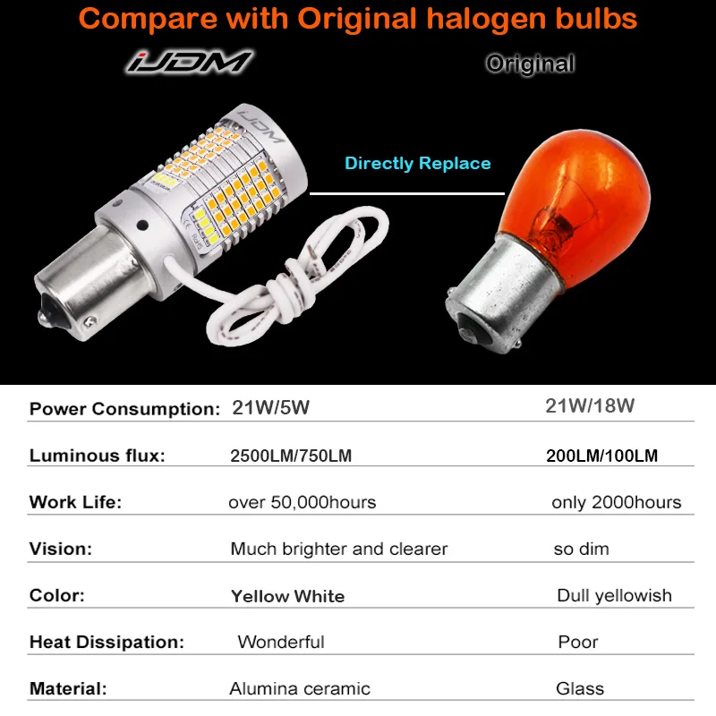 Нет Hyper Flash BAU15S 7507 светодиодный 21 Вт BA15S 1156 горки белые/Янтарные лампы для дневных ходовых огней DRL/поворотные сигнальные огни 12 В