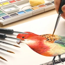 Ручка-крючок, Цветная кисть для воды, мягкая Волчья шерсть, масляная живопись, тонкая ручная роспись, водная Цветная кисть для гуаши, акриловая живопись