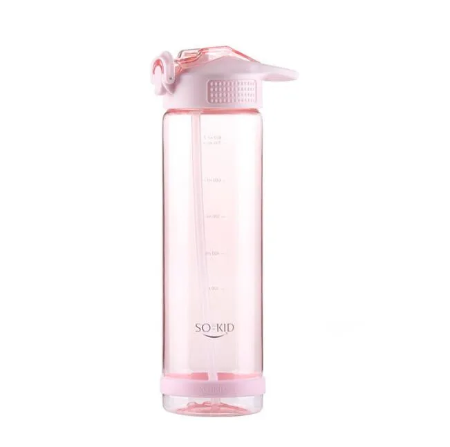 800ml Pink 500 мл/800 мл портативная соломенная бутылка для воды, прыгающая крышка, спортивные Бутылочки для фитнеса, здоровая пластиковая посуда для напитков BPA бесплатно - Цвет: 800ml Pink