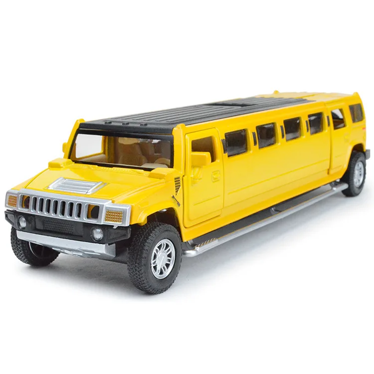 high simulation 1:32 alloy hummer limousine metal diecast car model pull back flashing musical kids toy vehicles free shipping - Color: Yellow