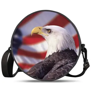 

THIKIN 2020 New Design Shoulder Backpack with American Flag and Eagle Print Mini Round Bags for Teenager Women Crossbody Custom